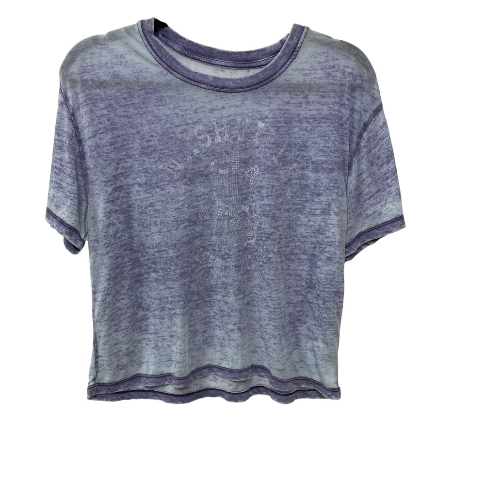 Social Culture Nashville Guitar Burnout‎ Graphic Tee Purple Semi Sheer Thrash S